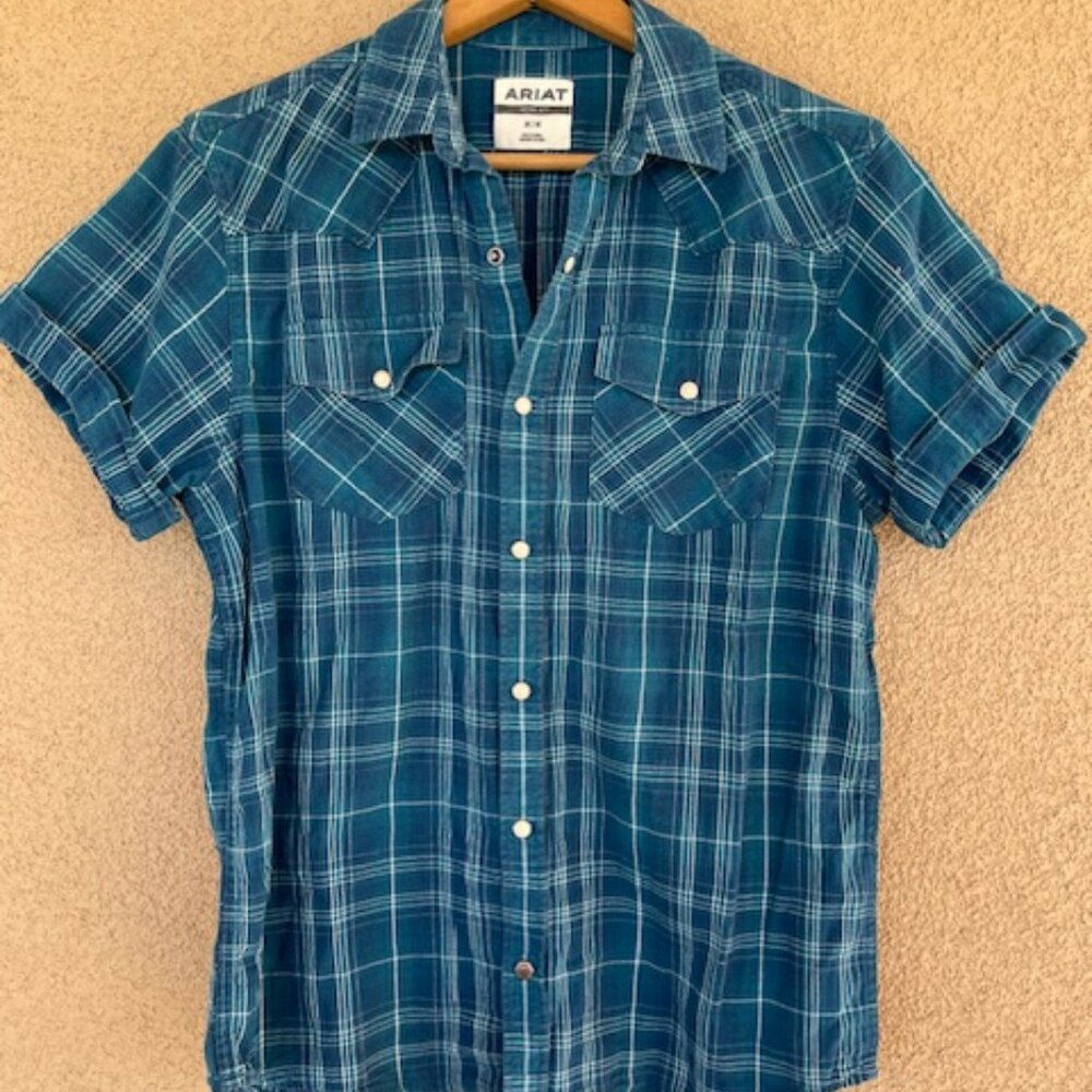 ARIAT Western Plaid Shirt with Pearl Snaps- M